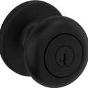 Kwikset Cove Entry Door Knob with Lock and Key, Secure Keyed Handle Exterior Doorknob, Front Entrance and Bedroom, Matte Black, Pick Resistant SmartKey Rekey Security (1 Pack)