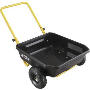 Gorilla Carts GCR-4 Poly Dump Cart, 2-Wheel Garden Wagon with Foldable Handle, 4 cu ft, 300 lb. Capacity, Black/Yellow