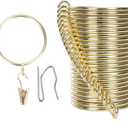 Curtain-Clip Rings with Hooks Drapery-Decorative - 1.25 Inch Inside Diameter Included Pin Hooks and Clips Designed to Effortlessly Hold Up 2 Standard Curtains 24Pcs Gold Exselens (1.25 inch Interior Diameter)