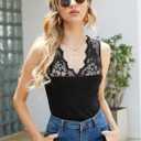 YOINS Women Camis Shirts Tanks Top Basic Sexy V Neck Sleeveless Sliming Lace Details Vest (Black, L)