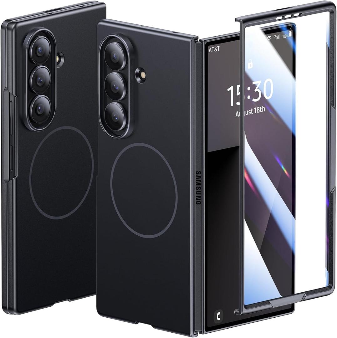 Lanhiem Magnetic for Samsung Galaxy Z Fold 7 Case, Compatible with Magsafe Full Body Mil-Grade Drop Shockproof Translucent Slim Phone Case for Samsung Z Fold 7, Black