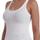 Sunzel Womens Ribbed Racerback Tank Top, Fitted Sleeveless Lyocell (White, S)