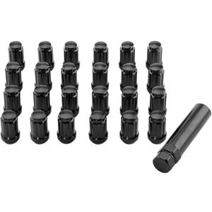 24PCS 12 x 1.5 Black Lug Nut 6 Spline Close End Lug Nuts-Cone Seat-19mm Hex Compatible with Toyota Camry Tacoma Aftermarket Wheels Lug Nut 6 Lug Trucks with 1 Keys