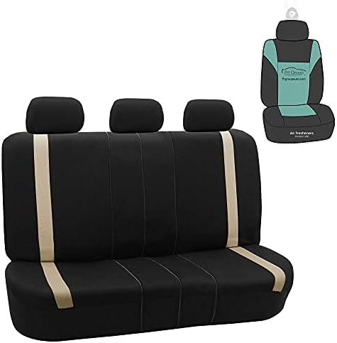 FH Group Car Seat Cover for Back Seat Beige Seat Cover Universal Fit Rear Seat Cover Split Bench Cosmopolitan Cloth Car Seat Protector for Dogs and Kids, Car Interior Accessories for SUV, Sedan & Van