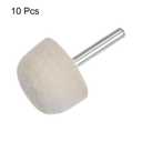 HARFINGTON 10pcs Wool Felt Mounted Mandrel Points 35mm Head 1/4 Inch Shank Conical Polishing Bits Burrs Felt Polishing Buffing Wheel for Rotary Tool