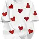 Women's Heart Rhinestone Graphic Tees Short Sleeve Crew Neck Casual T Shirt Tops