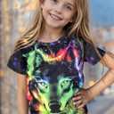 Weecreeture Boys Shirts 3D Graphic Tee Shirt Neon Colorful Print Shirts for Boys and Girls 4-14 Years