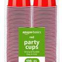 Amazon Basics Disposable Red Plastic Party Cups, BPA-Free, 18oz, for Birthdays, BBQs and Events, 120 Count