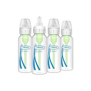 Dr. Brown's AntiColic Options+ Narrow Glass Baby Bottle with Level 1 Slow Flow Nipple, BPAFree, 8 oz/250 mL, 0m+, 4Pack 