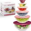 COOK WITH COLOR 12 Pc Glass Mixing Bowl Set with Lids  Borosilicate Glass Nesting Bowls for Cooking, Baking and Meal Prep, Fluted Rose