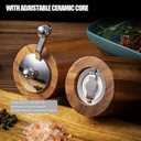 Acacia Wood Salt and Pepper Grinder Mills Sets, Wooden Shakers with Adjustable Ceramic Core, Classic Manual Salt Grinder Refillable Pepper Mill Set with a Gear Crank System for kitchen Spice