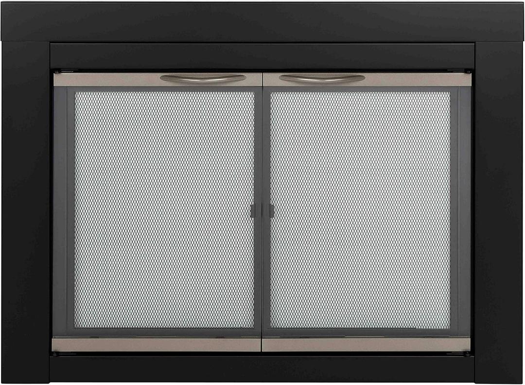 Pleasant Hearth Alsip Sunlight Nickel Glass Firescreen door | Large
