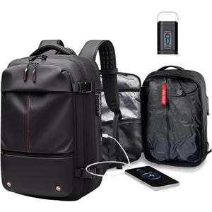 BYED Vacuum Backpack Travel-Expandable Compression Backpack with Air Pump,Usb,Tsa Lock, Air Backpacks with Removable Vacuum Bag,Carry On Vacpack for Men and Women (Modern Black)