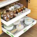 Pull out Cabinet Organizer, Expandable(12.2"-20.5") Heavy Duty Slide Out Drawers, Fixed with Adhesive Nano Film or Screw, Roll out Shelf Storage for Kitchen Base Cabinet Organization(16.5''Deep)