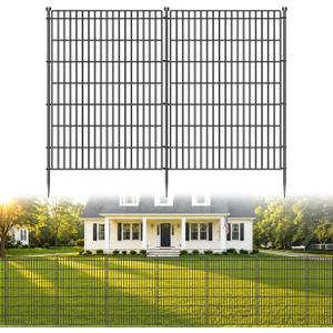 10 Panels No Dig Garden Fence Animal Barrier, 48in(H) 26.25ft(L) Decorative Metal Outdoor Dog Fence, Rustproof Pet Fencing for Yard, Patio, Flower Bed -Temporary Fencing| Easy to Install