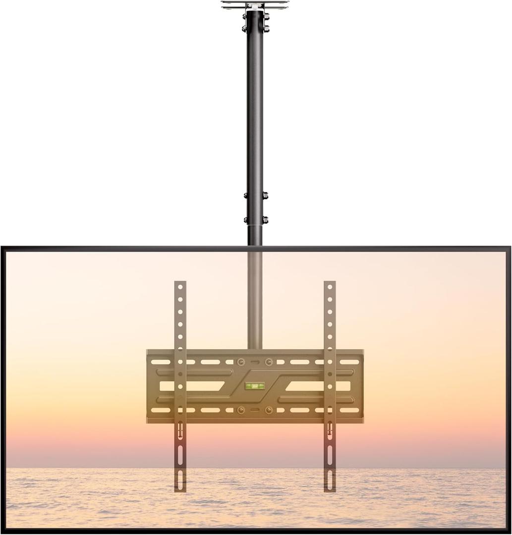 MonTEK Ceiling TV Mount for 37-75 inch Flat Screen Displays, Hanging Adjustable Ceiling TV Bracket Fits Most LCD LED OLED 4K TVs, Pole Ceiling Mount Holds up to 110lbs, Max VESA 400x400mm