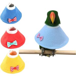 MANON ROSA Bird Collars for Feather Plucking - Soft Adjustable Neck Protector to Stop Biting, Breathable Cone for Small Breed Cockatiels Conures Lovebirds Eclectus Green Cheek Parakeets (3 Packs)