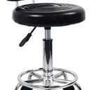 KKTONER PU Leather Modern Rolling Stool with Low Back Height Adjustable Work Salon Drafting Swivel Task Chair with Footrest (Black)