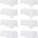 sancua 8 Pack White Tablecloth 90 x 132 Inch  Rectangle Table Cloth for 6 Feet Tables Stain and Wrinkle Resistant Washable Polyester Table Cover for Dining Wedding Banquet Party Buffet Restaurant