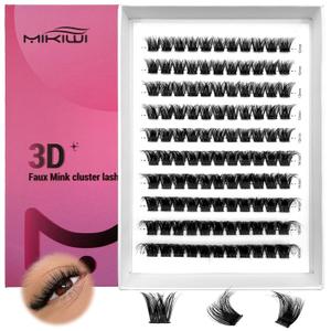 Self Adhesive Lash Clusters 3D Volume Faux Mink Fluffy Press On Eyelashes, 10-16mm Cluster Lashes Pre-Glued Eyelashes Cluster