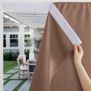 RYB HOME Windproof Outdoor Curtains for Patio Waterproof with Adhesive Top Back Tab Bottom,No Drill Sun Blocking Outside Curtains with Rope for Gazebo Porch Pergola, Mocha, W 52 x L 108, 2 Panels