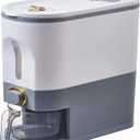 Sooyee 11 Lbs Rice Container, Large Grain Container Storage with Lid Measuring Cylinder Moisture Proof Household Cereal Dispenser Bucket for Kitchen Soybean Corn,White and Grey