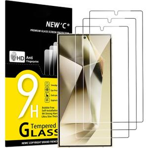 NEW'C 3 Pack Designed for Samsung Galaxy S25 Ultra Screen Protector Tempered Glass, Bubble Free, Ultra Resistant (Transparent)