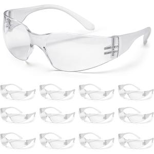 ATERET 12 Pairs Safety Glasses, Scratch Resistant Polycarbonate ANSI Z87.1 Impact Resistant Lens (Clear)