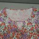 onlypuff Summer Tops for Women 2025 Cute Floral Blouses Dressy Casual Pleated Tshirts Shirts RedPurple Prints 2XL
