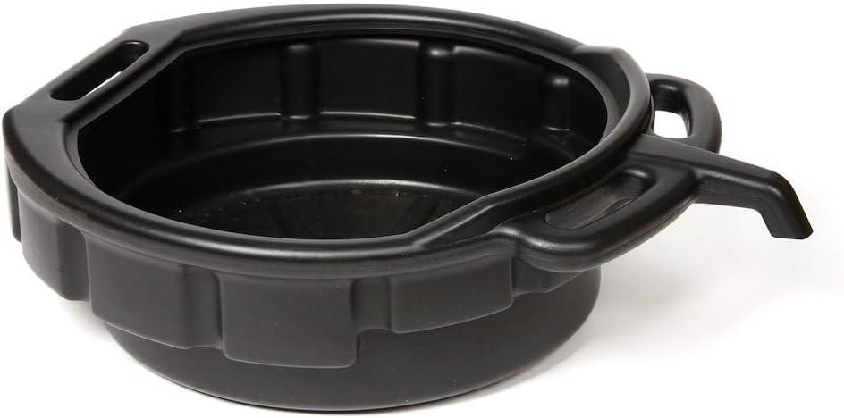 WirthCo 32953 4-Gallon Oil Change Drain Pan, Car Oil Container, Ideal For Automotive / Motorcycle, Drain Safely, 6 1/2" High by 18" Wide, Black - Made in USA