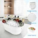 1 Pack 4 Gallon Galvanized Ice Bucket, Large Galvanized Beverage Tub Ice Bucket for Parties, Thick Metal Beverage Buckets with Handles, Oval Drink Buckets for Parties Indoor or Outdoor (White)