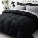 JOLLYVOGUE Queen Comforter Set, Ultra-Soft Bed in a Bag Queen Size 7 Pieces, Oeko-TEX Certified Bedding Set with Down Alternative Comforter, Sheets, Pillowcases & Shams, Black & Light Grey