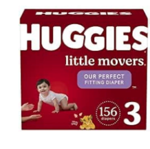 Baby Diapers Bundle: Huggies Little Movers Diapers Size 3 (16-28 lbs), 156ct