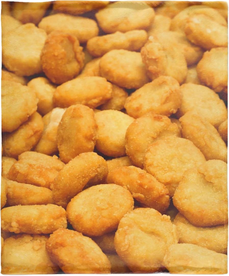 Chicken Nugget Plush Blanket - Funny Food Blanket, 50"X40" for Kids