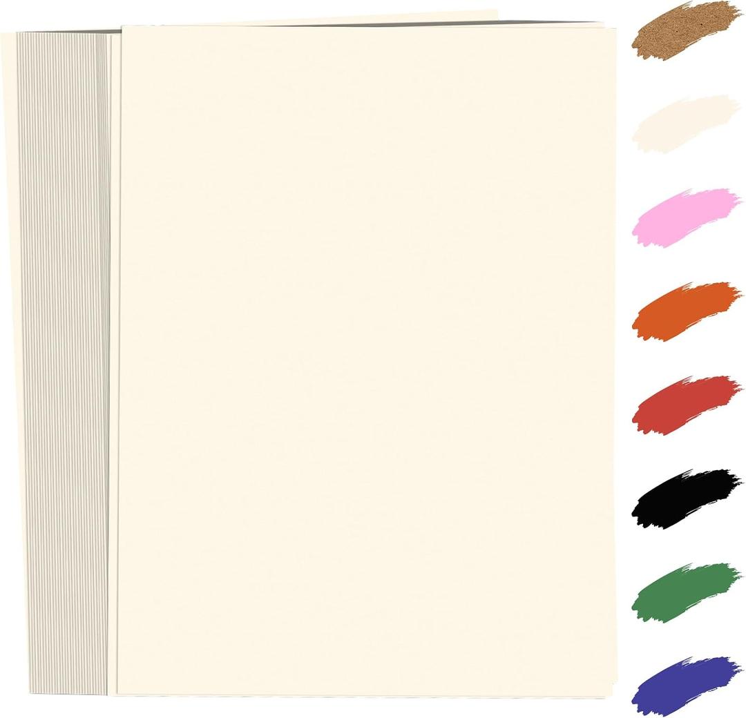 Cream Cardstock Paper 8.5'' x 11'', 100 Sheets 180gsm/65 lb Beige Printer Cover Card Stock, Construction Paper for Card Making Printing Craft Drawing Scrapbooking Cutting School Supplies