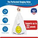 Fuxury 1000 Count Happy Smiling Face Thank You Plastic Bags (11.5 x 6.5 x 21) White, Have a Nice Day T-shirt Bags for Business, Grocery, Take Out, To Go, Retail Shopping in Bulk