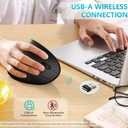 Ergonomic Mouse, LEKVEY Vertical Wireless Mouse - Rechargeable 2.4G Optical Vertical Mice : 3 Adjustable DPI 800/1200/1600 Levels 6 Buttons, for Laptop, Mac, PC, Computer, Desktop, Notebook etc, Black