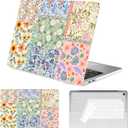 Seorsok Compatible with MacBook Air 13 Inch Case 2022 2021 2020-2018 Release A1932 A2179 M1 A2337 Touch ID,Colorful Blooming Flower Plastic Hard Shell Case with Keyboard Cover,Pink Floral