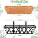 LCHUANG 4 Pack 24 Inch Deck Balcony Railing Planter Window Boxes with Coconut Coir Liner, Fence Metal Hanging Flower Planter Basket for Outdoor Lawn
