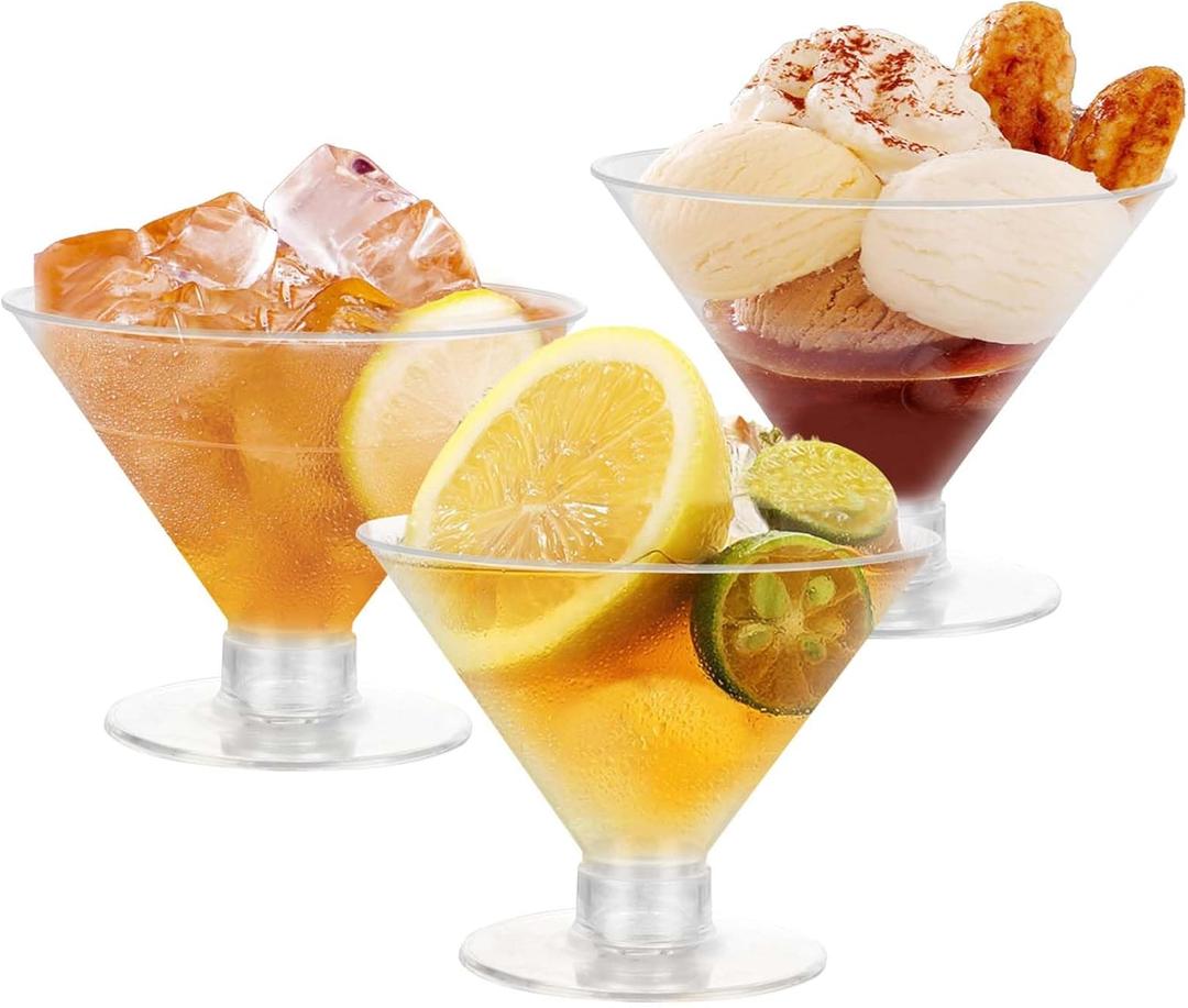 100PCS Plastic Martini Glasses Disposable Cocktail Glasses 5oz Clear Margarita Glasses Plastic Coupe Glasses Party Champagne Mini Glasses Cup Dessert Cups for Weddings, Bar, Birthday, Ice Cream