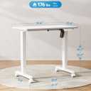 HUANUO Electric Small Standing Desk, Whole Piece Desktop, Adjustable Height Computer Desk, 4 Height Memory Settings, Sit Stand Up Desk for Home Office, 35" x 24", White