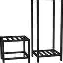 Plant Stand Indoor Outdoor, 2 Pcs Heavy Duty Iron Pedestal Stands Metal Plant Stand for Indoor Outdoor, 12''H & 30''H Tall Sturdy Planter Stand Display Plant Shelf