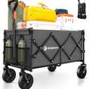 Collapsible Wagon Cart Foldable - Portable Heavy Duty Folding Beach Wagons with Wheels - Outdoor Utility Carts for Groceries, Shopping, Camping, Sports, Garden with Large Capacity - Grey (Gray)