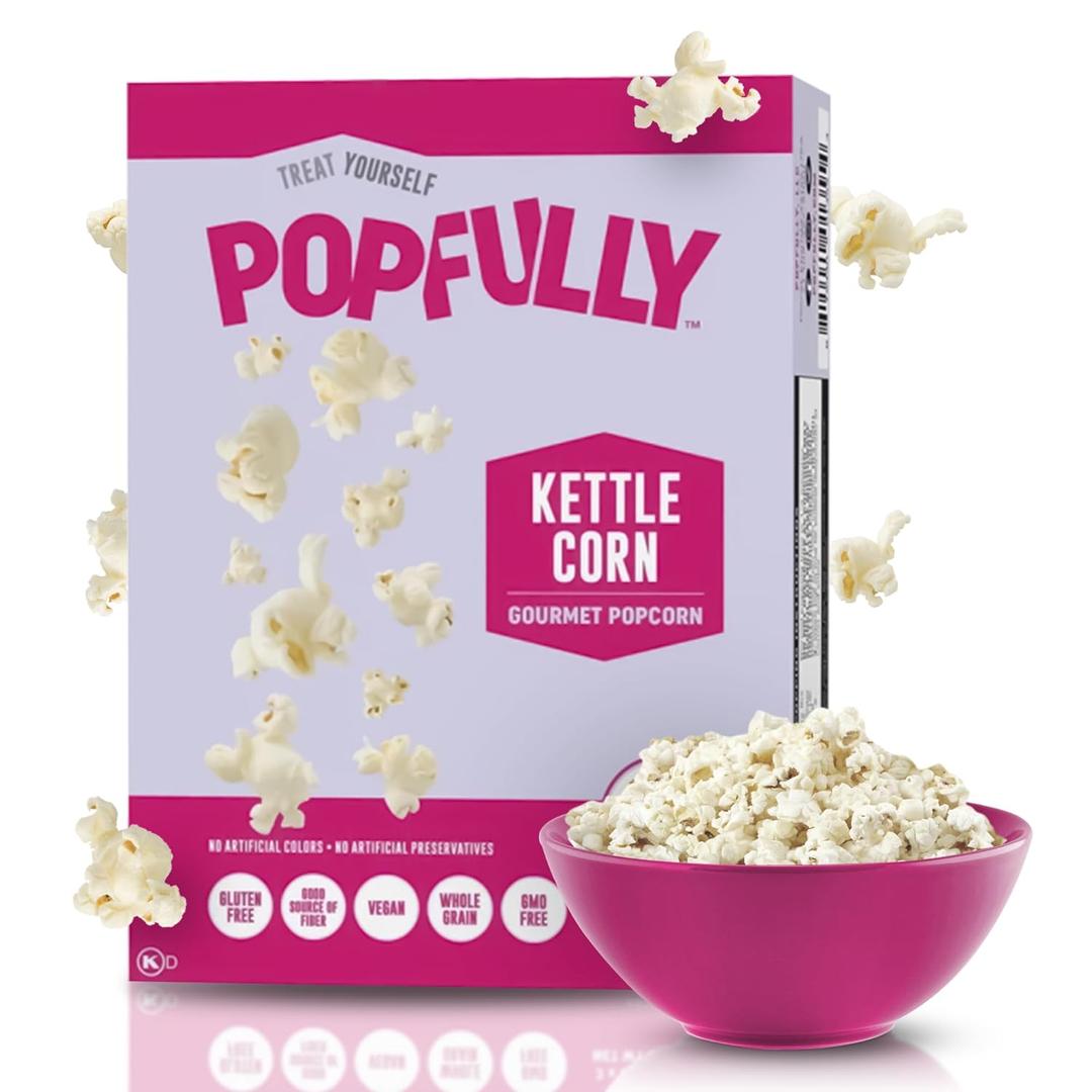 POPFULLY Kettle Popcorn Fully Pops, Sharing Bags, Sweet & Salty, Big Pop, Micro Popcorn Bags, 3-Pack (2.82 Ounce (Pack of 3)), BB 12/23/26