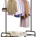 SLEEPING LAMB Heavy Duty Clothing Racks for Hanging Clothes Rack, 43" Wide Rolling Garment Rack Metal Clothing Hanger Rack with Wheels Wardrobe Rack for Coats, Shirts, Dress, (Black)