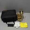 YAYUZEST Pocket Trumpet B Flat Brass Bb Pocket Trumpet with Mouthpiece 7C, Cleaning Cloth, Hard Case, Gloves (Gold)