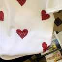 Women's Heart Rhinestone Graphic Tees Short Sleeve Crew Neck Casual T Shirt Tops