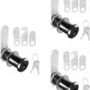 3 Pcs Cabinet Locks with Keys, 1-1/2'' Cam Lock Keyed Alike Fit 1-3/8'' Max Panel, Secure RV Locks for Cabinet Drawer Mailbox Lock Replacement, Zinc Alloy (Black)