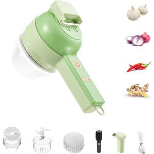 4 in 1 Handheld Electric Food Cutter Set, Kitchen Gods Wireless Food Processor for Fruits, Vegetables and Meat Green