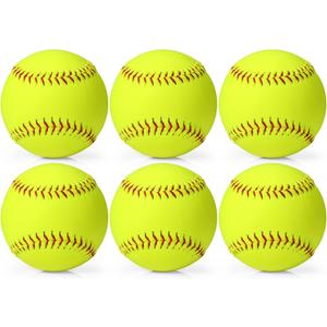 Lewtemi 12" Yellow Sports Practice Softballs, Official Size and Weight Slowpitch Softball, Unmarked Leather Covered Youth Fastpitch Softball Ball for Games, Practice and Training